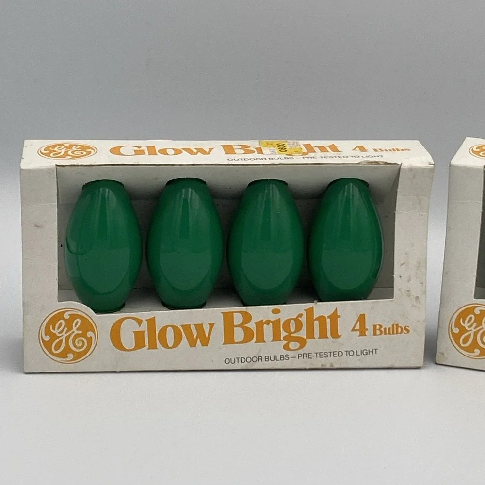 GE Bulb Lot Of 8 Christmas Holiday C9 All Green String Lights‎ VTG